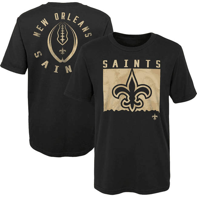 Men's New Orleans Saints Black Preschool Liquid Camo Logo T-Shirt